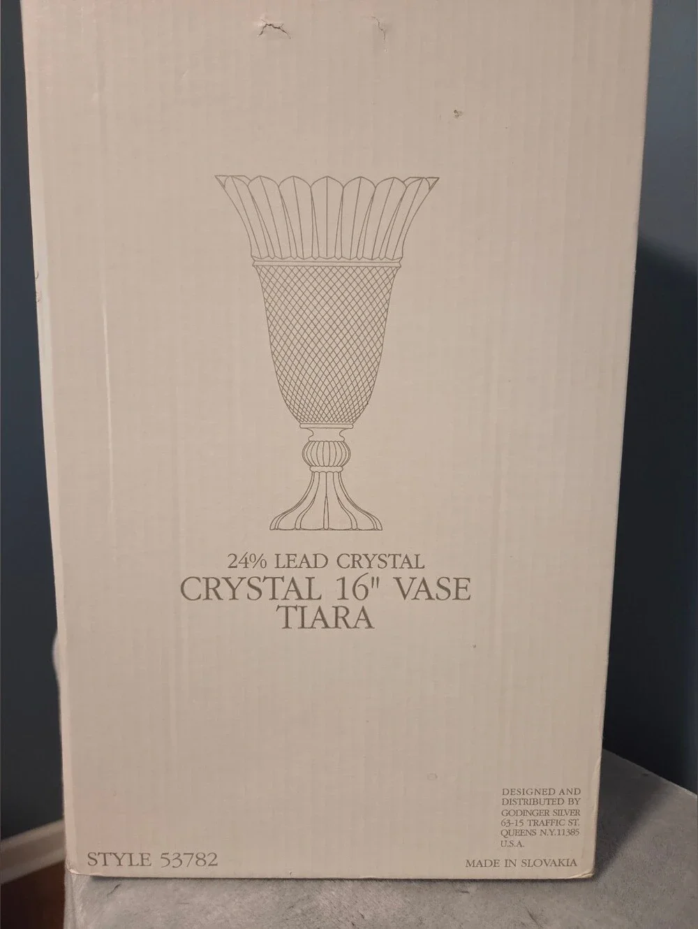 Godinger Shannon 24% Lead Crystal Tiara 16” Pedestal Vase Style 53782 w/ Box